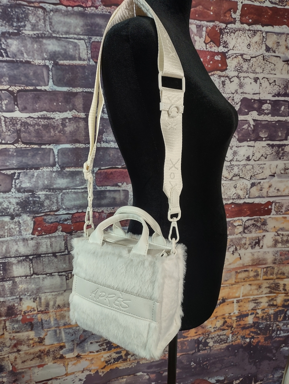 Betsey Johnson "Apres" Faux Fur Mini Crossbody/Tote Bag